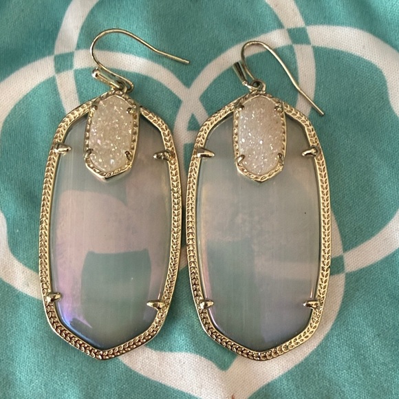 Kendra Scott Darcy Danielle Stella Iridescent Slate & Drusy Earrings Rare - Picture 3 of 5